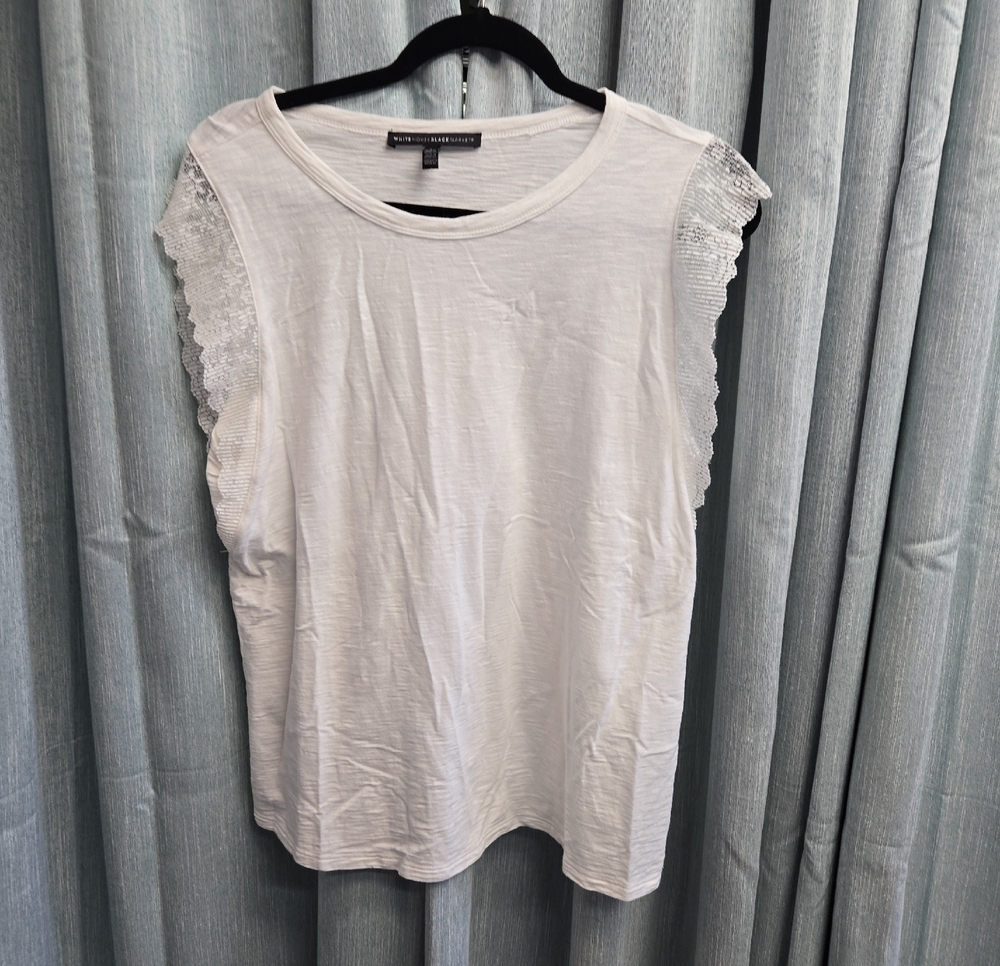 White House Black Market White Lace-Trim Sleeveless Tank